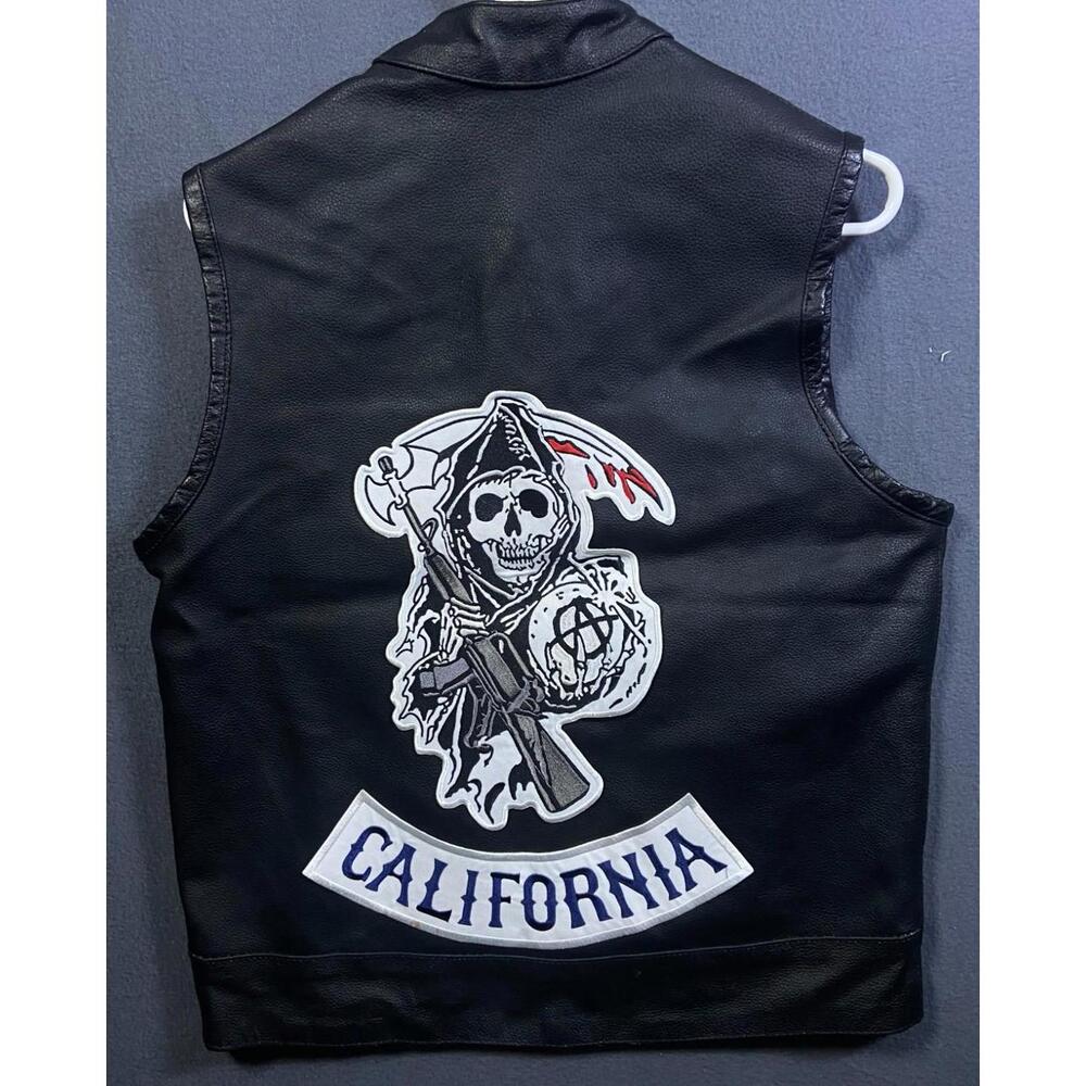 Sons Of Anarchy Leather Vest Motorcycle Biker Vest GENUINE COWHIDE Size Small rd